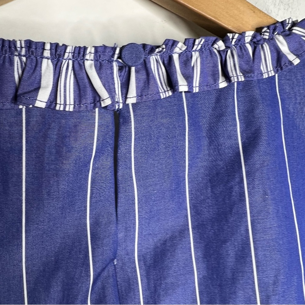 Cinq a Sept Fran Mixed Striped Ruffle Top Blue Sz XS - Picture 10 of 11
